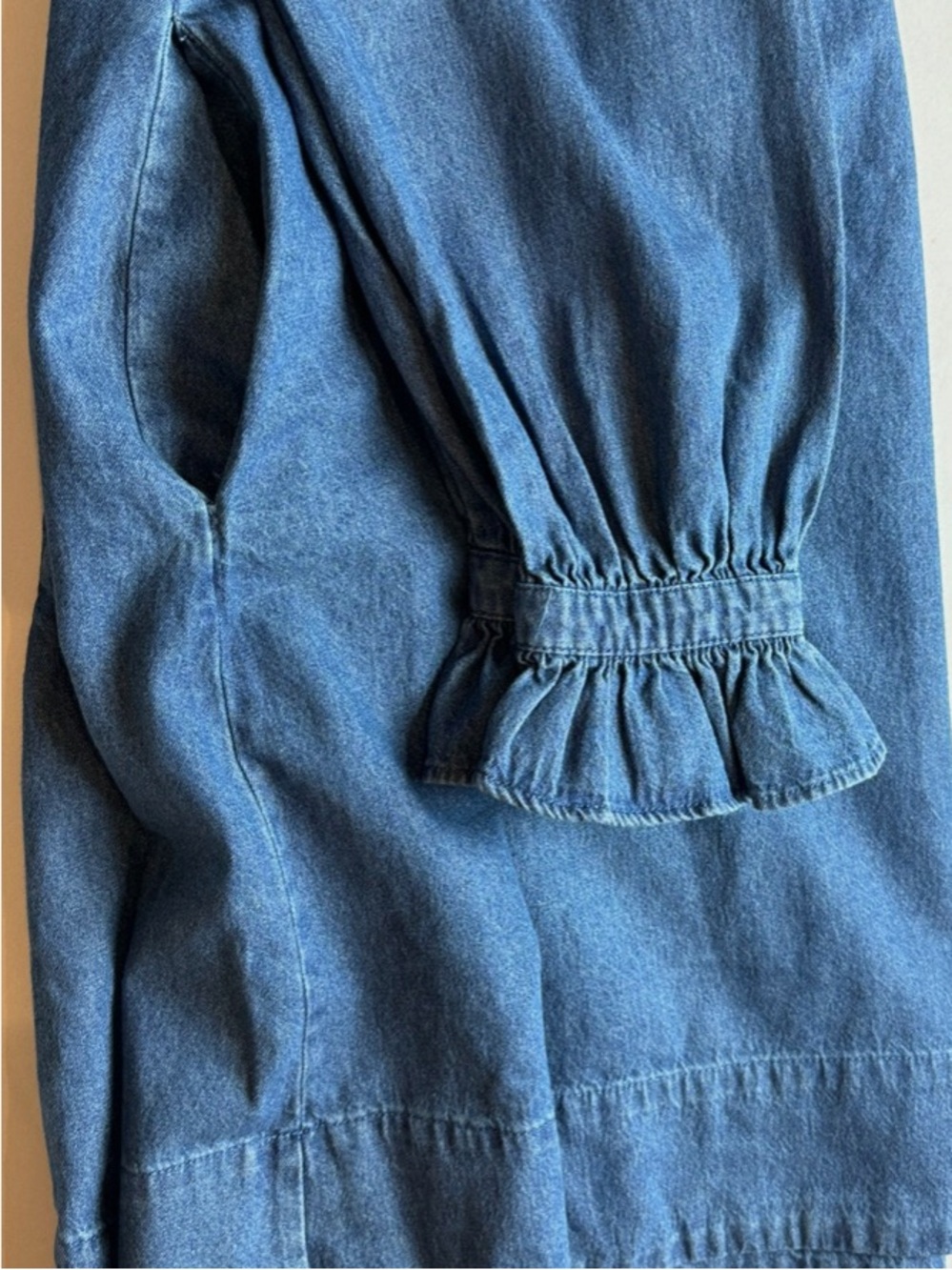 Blue Ruffle Front Long-Sleeve Dress - Picture 4 of 7